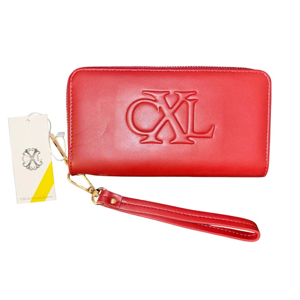 CXL by Christian Lacroix Red Embossed Logo Zip‎ Around Wristlet Wallet NWT